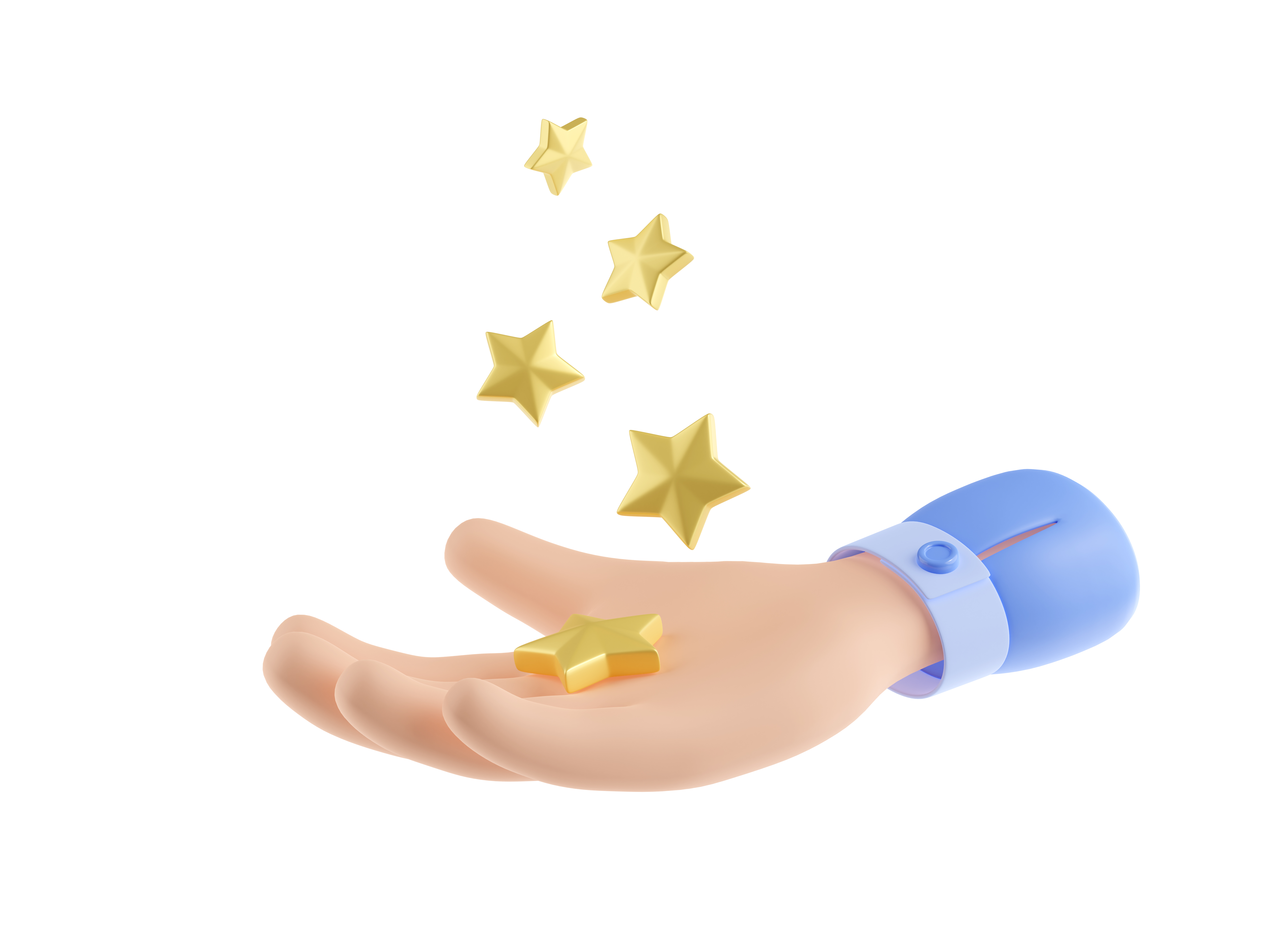 3d render hand holding gold stars business concept